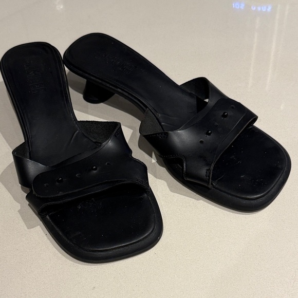 Camper Dina Sandals heels black leather & rubber 10 / 41 - Picture 1 of 8
